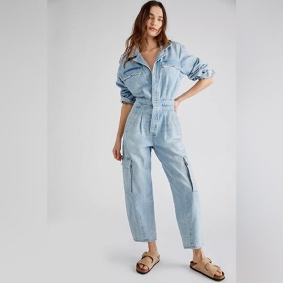Citizens Of Humanity Pants - Citizens Of Humanity Gema Denim Jumpsuit Barrel Leg Cargo Long Sleeves Jeans 8